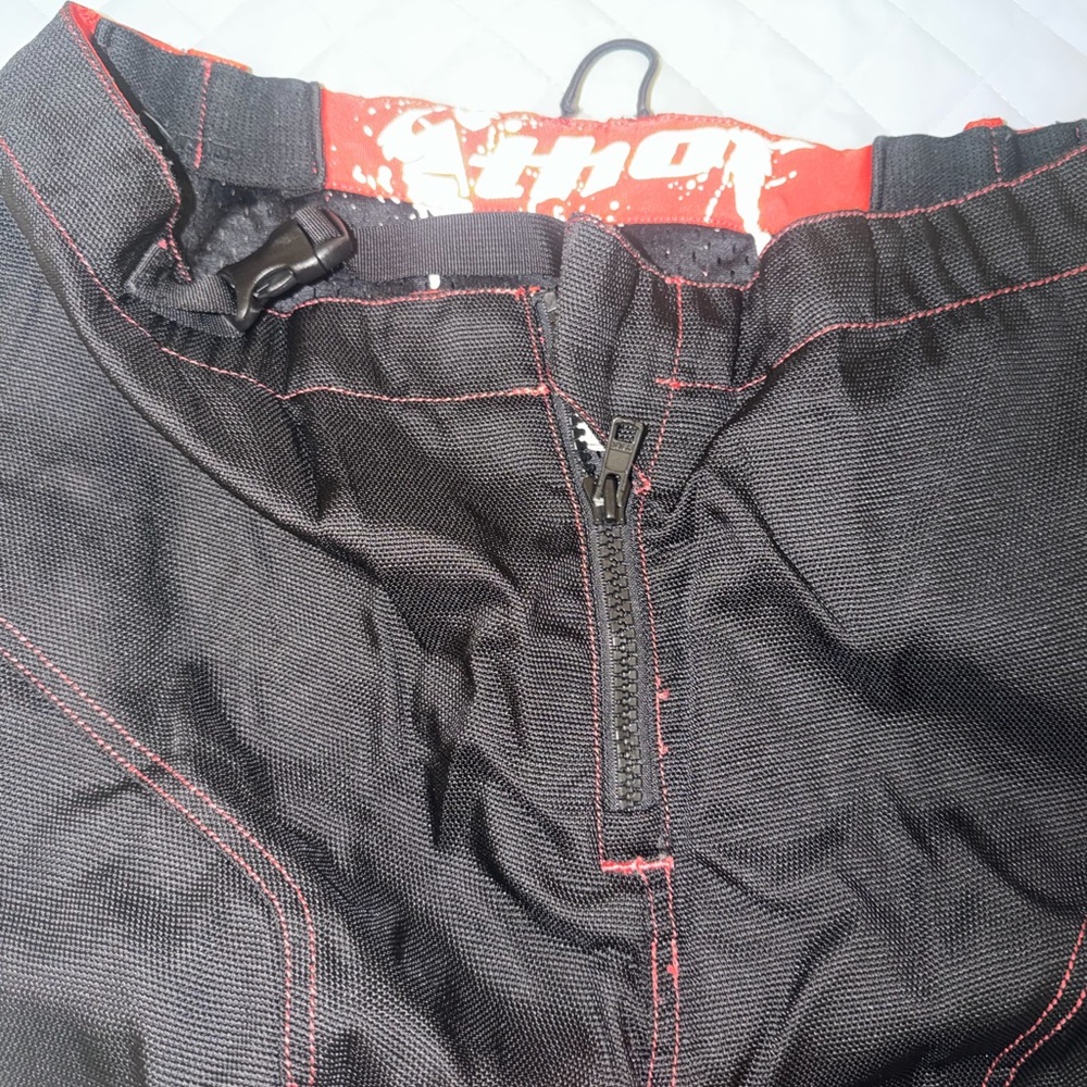 Thor Black Motorcross dirt bike Cargo Pants with Red Stitching